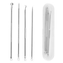 4Pcs Acne Needle Blackhead Remover Kit Pimple Blemish Comedone Extractor Tools white