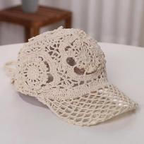 Thin Hollow Hollow Hook Flower Hat Floral Pattern Ladies Peaked Cap  Summer Season