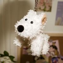 West Highland White Terrier Plush Keychain: Cute Puppy Bag Pendant for Student Backpacks 10cm