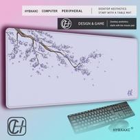 HYBXAXC Japanese Cherry Blossom Sakura MousePad Romantic Pink Flower Anime Style Extended DeskMat Washable Laptop Gaming Pad 800x400x2mm gray