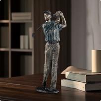 Golf Figurine Sporty Golfer Statue Tabletop for Golfers, Collectors, Living Room, Study, 26598A
