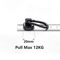 Neodymium Magnetic Hooks Black Heavy Duty Strong with Carabiner for RV Camper Hanging Travel Portable Storage Solutions 20MM