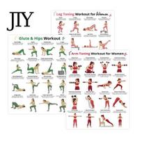 Full Body Workout Wall Chart 3Pcs Women's Poster Set, Strength Training Guide for Arms Legs Hip Lifting Hips, Exercise Home Gym, Fitness Art 3pcs