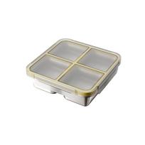 4 Compartment Nonrust Steel Lunch Box With Leak Proof Lid Bentos Container For Office School Picnics 720ML