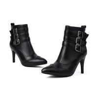Red Black Women Ankle Boots High Stiletto Heel Big Size 46 34