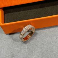 Full Diamond Ring Plated 18k Rose Gold Pig Nose Gypsy H Couple Ring No. 6
