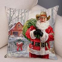 Merry Christmas Santa Claus Cushion Cover Decor Cute Cartoon Pillow Case Plush Pillowcase for Children Room Sofa 45x45cm 12x12Inch