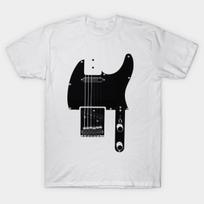 Men Black Print T-shirt Telecaster Body No-Cut Heat Transfer Print Cotton Tshirt M