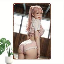 Metalinis sienų menas Anime mergina Skardos ženklas Retro namų baro dekoras Garažas Vyriška zona 20x30cm