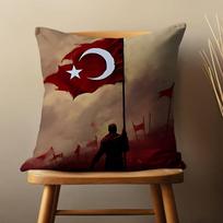 Art Turkish Flag Throw Pillow Case Living Room Sofa Cushion Cover For Home Bedroom Decoration And Protector 30cmx30cm
