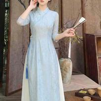 Women's Zen-Inspired Mid-Length Hanfu Qipao Dress for Spring/Summer XXL