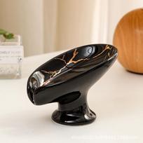 Ceramic self draining leaf shaped soap tray 1pcs
