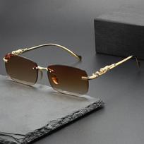 New Frameless Cut Edge Sunglasses For Men Trendy Leopard Glasses Summer Outdoor Sunshade Driving Eyeglass UV400 Eyeglasses 1PC