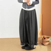 Spring 2026 Women's High-Waist Slimming White Ruffled Wide-Leg Pants Large