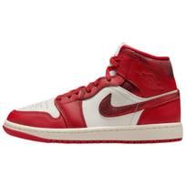 Jordan 1 Mid Se Red Cracked Leather Women's HJ9337-106 36.5