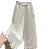 Women Pants Elastic High Waist Wide Leg Casual Trousers with Pockets Pure Color Loose Fit Long Pants Daily Wear 3XL