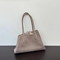 Vintage Suede Genuine Leather Irregular Underarm Bag for Women New Luxury Designer Handbag Large Capacity Commuting Shoulder Bag