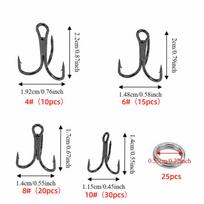 100PCS High Carbon Steel Triple Barbed Hooks Barbed Hook Set  Saltwater Fishing