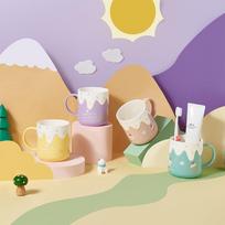 Thickened Ice Cream Design Parent-Child Mouthwash Cup - High-Value Fresh Plastic Toothbrush Holder 201-300ml