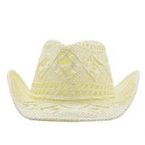 Wide Brim Hollow Straw Hat Curled Sun Hat Classic Western Cowboy Cap  Work