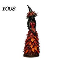 Witch Gifts for Friends Autumn Figurine, Halloween Desktop Decoration, Seasonal Resin Statue with Room Decorations Leaf Gown Mantel Fireplace 18cm