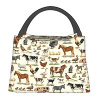 Country Farm Animals Farmhouse Village Pet Insulated Lunch Bag for Women Children Leakproof Food Boxes Thermal Lunch Box Tote One Size