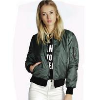 Spring Autumn Women Fashion Basic Solid Color Long Sleeve Bomber Jacket Streetwear Casual Outerwear for Daily Walking Street Outing L