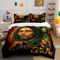 Reggae Style Bedding Set with One Love Print Bedding set (1 duvet cover, 2 pillowcases, duvet not included) 135x200cm