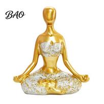 Living Room Yoga Decor Meditation Lady Statue, Modern Pose Women Figurine, Zen Hand-carved Figure Female Sculpture for Office, Room, Desktop A