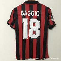 1996-97 Serie A classic commemorative AC Milan retro jersey No. 18 Baggio home short-sleeved football jersey S