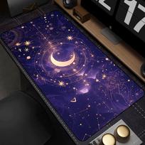Large Kawaii Gaming Mouse Pad Kawaii Cartoon Moon Star Desk Mat XXL Purple 90x40cm Table Carpet Nonslip Laptop Desk Accessories 30cmx60cm(11.8x23.6inch)