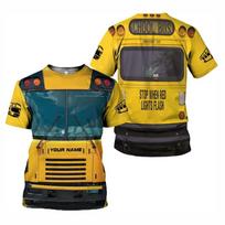Fun Role Playing School Bus Driver Men's 3D Printed Custom Name T-shirt Daily Casual Large Loose Round Neck Short Sleeve Shirt S