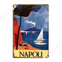 Napoli Italy Naples Seaside Beach Tourism Vintage Italian Metal Sign Club Party Plates Napoli Italy Tin Sign Posters 20x30cm