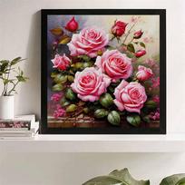 New Arrival 5D DIY Full Circle Diamond Painting  Pink Rose  Embroidery Cross Stitch Home Decor Gift 20x20cm
