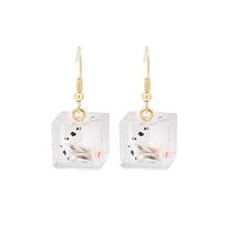 Creative Fun Three-Dimensional Square Earrings Female Cartoon Personality Cat Paw Poker Letter Dice Exaggerated Earrings