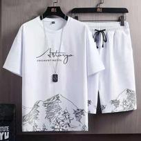 Men's Casual Sport Ice Silk Suit Printed Sweatshirt Sweatpants Outdoor Jogging Sports Basketball Training Fitness 2 Piece Suit S