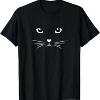 Cute Black Cat Face Kitten Cats Lovers T-Shirt S