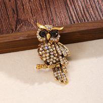 High-end Luxury Full Blue Owl Women's Accessories Retro Owl Brooch 1.5*3cm