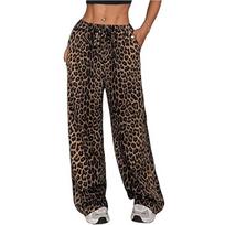Style Low-waisted Casual Straight Wide-leg Pants Summer Fashion Versatile Leopard Print Pants European American Girls S