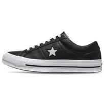 Converse One Star Low Leather Black White 158465C 44 gray
