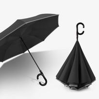 Double-layer Automatic Reverse Car Umbrella: Hands-free, Color Matched for Sun and Rain, Men's Long Handle, Large Stormproof for Two. black