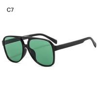 Vintage Double Bridge Oversized Pilot Sunglasses UV400 Protection Classic 70s Sun Glasses Yellow Driving Eyewear for Women and Men
