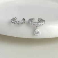 Asymmetrical Zirconia Water Drop No-Pierce Ear Cuff Earrings for Women - Elegant and Cool Design gray