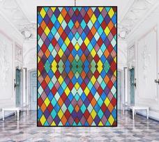 Windows Privacy Film Church Style Stained Glass Window Decals Static Cling Decorative Frosted Window Films  Size 40x60cm