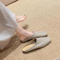 Sheepskin grape mother lazy bi prepared soft waxy good to wear bag head slippers women's summer wear a pedal muller half slippers 35