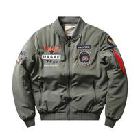 Bomber Jacket Pilot Casual Men Thick Fleece Velvet Coat Winter Male Green Blue Khaki M