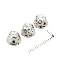 3Pcs Electric Guitar Bass Dome Knobs with Hole Metal Guitar Tone Volumes Knob Potentiometer Hat Caps Guitar Parts 1