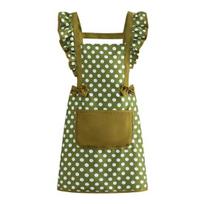 Twill Cotton Apron with Polka Dot & Ruffle Straps Water-Resistant Kitchen Apron for Cooking Baking Breathable Large Front Pocket Home Apron