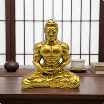 Tranquil Muscle Buddha Ornament Creative Design Muscular Buddha Statue Hand-Polished Resin Desktop Ornament sidabras