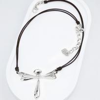 UNOde50 Dragonfly Necklace: Romantic Women's Leather Cord Jewelry (2025 Retro Spain Collection) 43+6 cm